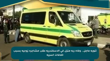 تنويه عاجل.. وفاة ربة منزل في الإسكندرية عقب مشاجرة زوجية بسبب خلافات أسرية